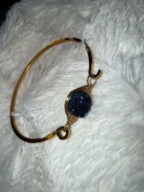 Kinsley Armelle Gold Bracelet with Blue Druzy Accent